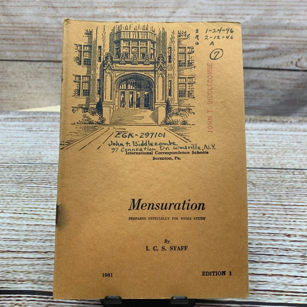 Mensuration Prepared Especially for Home‎ Study Textbook 1945 Edition 1 Antique